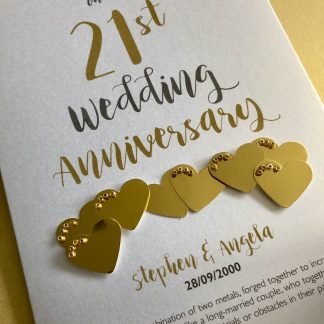 21st (Brass) Anniversary Card - Personalised with names and date
