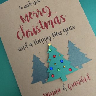 Christmas Card Personalised with Names - Diamanté Christmas Tree for family, friends