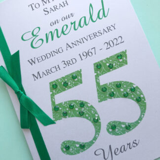 Luxury 55th (Emerald) Anniversary Card - Personalised with Names and Date