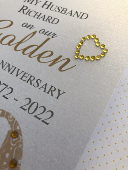 Luxury 50th (Golden) Anniversary Card - Personalised with Names and Date - Image 3