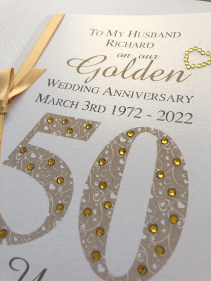 Luxury 50th (Golden) Anniversary Card - Personalised with Names and Date - Image 6
