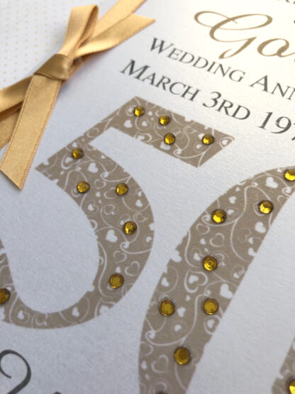 Luxury 50th (Golden) Anniversary Card - Personalised with Names and Date - Image 7
