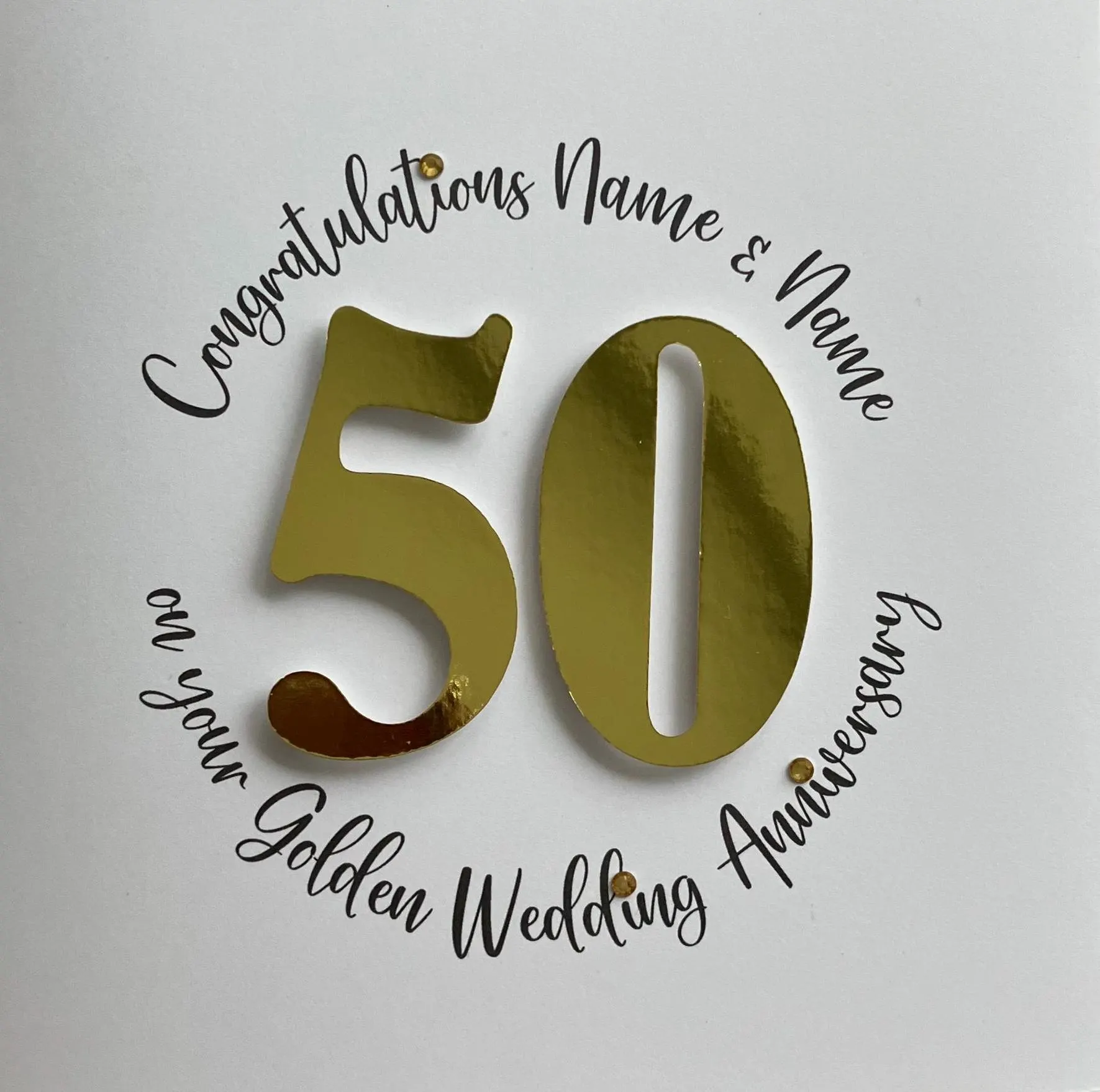 Golden Wedding Anniversary Die Cut 50 years Congratulations Card Personalised - Image 4