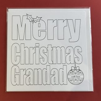 Colour In Grandad Christmas card - perfect for children to colour for grandparents