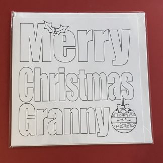 Colour In Granny Christmas card - perfect for children to colour for grandparents