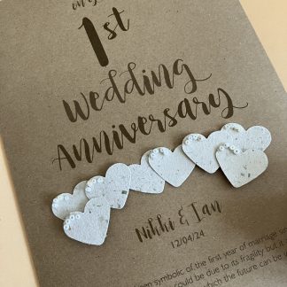 1st (Paper)Anniversary Card - Personalised with names and date