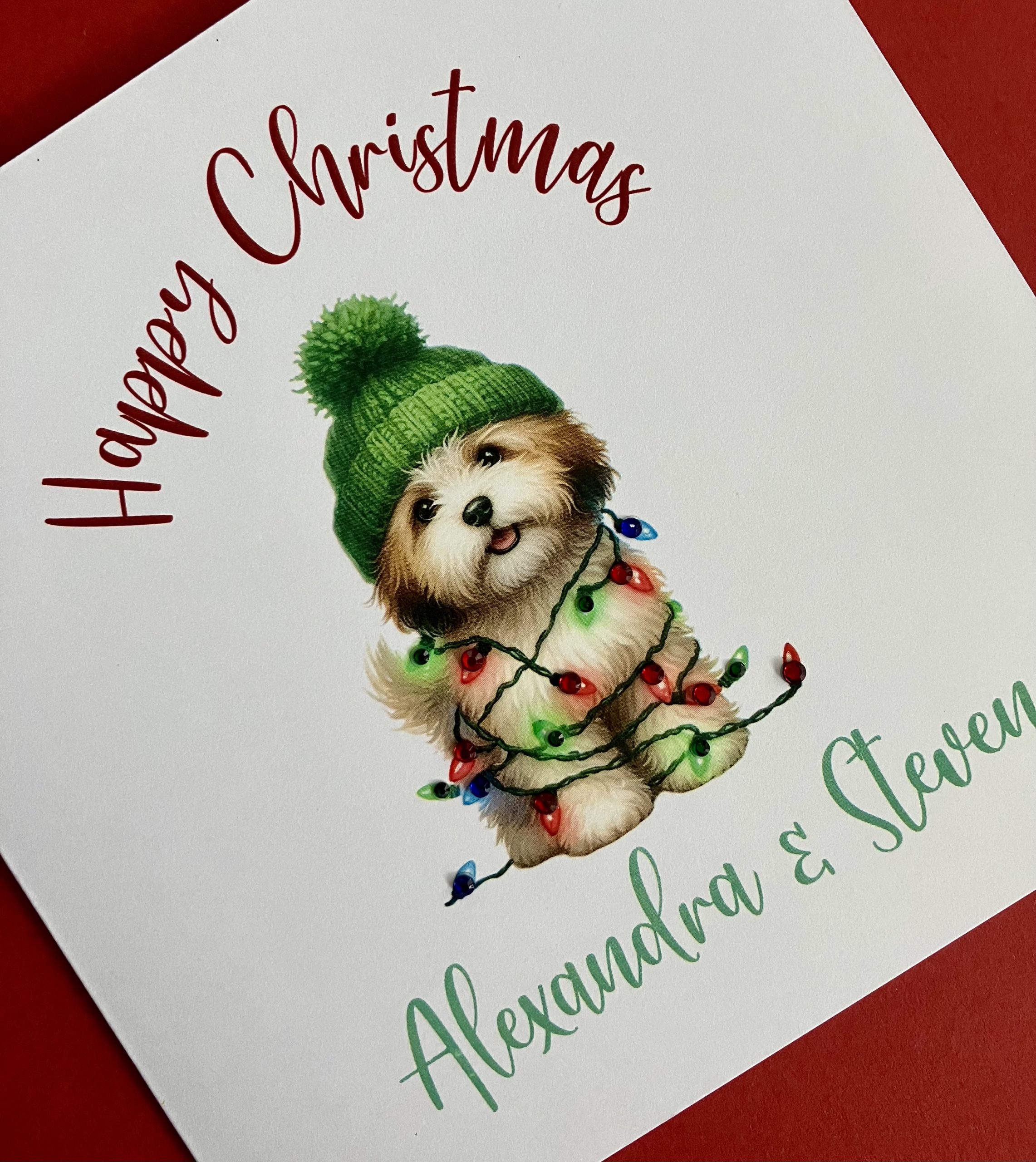 Happy Christmas Cute Puppy Handcrafted Personalised Card