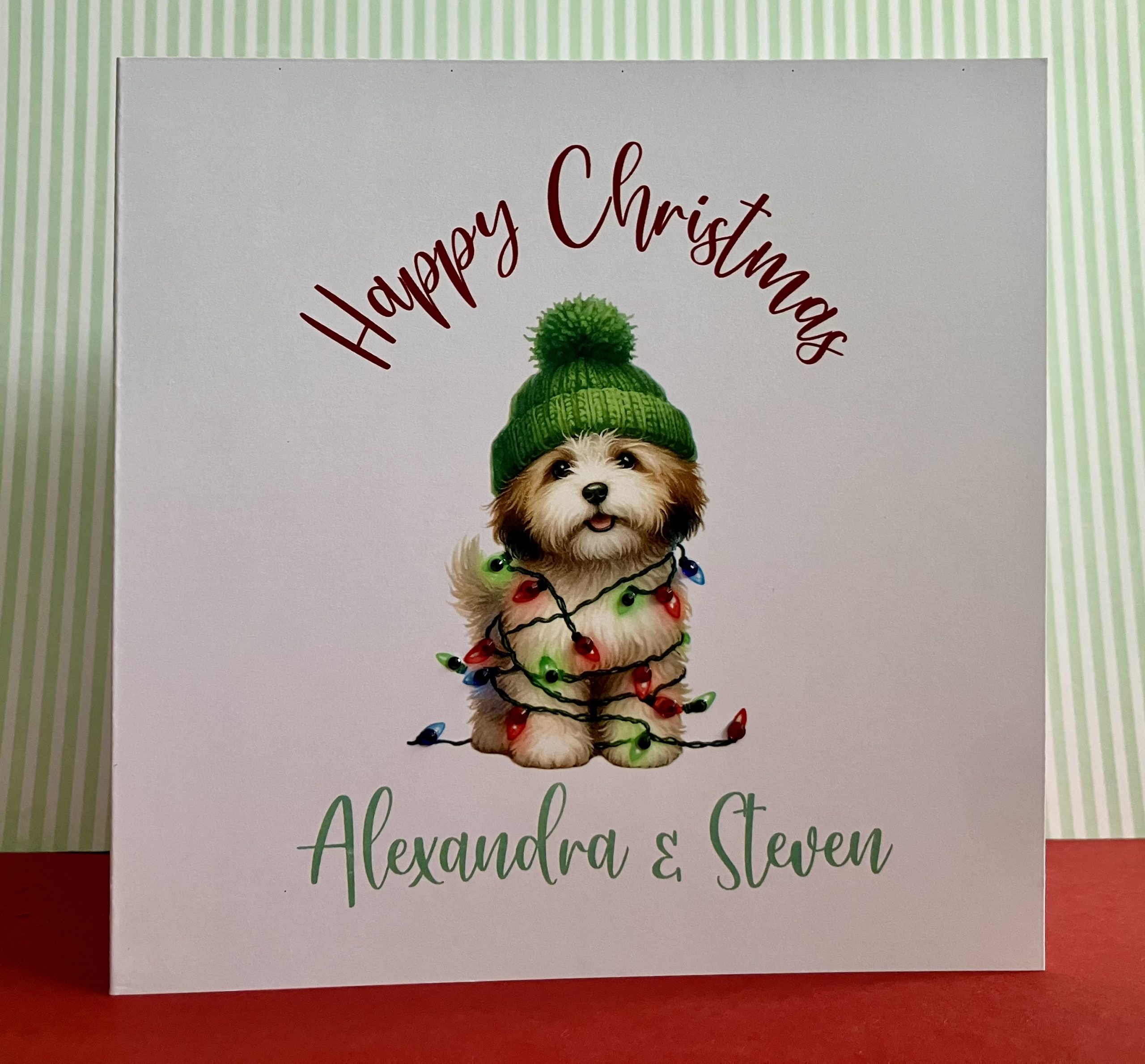 Happy Christmas Cute Puppy Handcrafted Personalised Card - Image 3