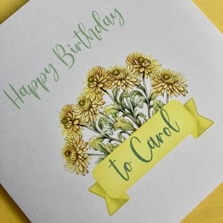Birth Month Flower Birthday Card - November - personalised, with Diamanté Accents
