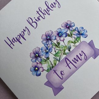 Birth Month Flower Birthday Card - February - personalised, with Diamanté Accents