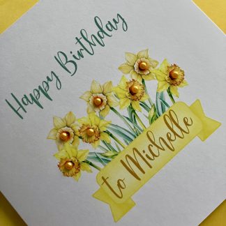 Birth Month Flower Birthday Card - March - personalised, with Diamanté Accents