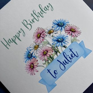 Birth Month Flower Birthday Card - April - personalised, with Diamanté Accents