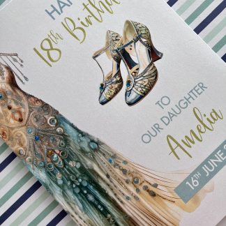 beautiful art deco fashion 18th milestone birthday card - personalised and hand decorated with diamanté gems