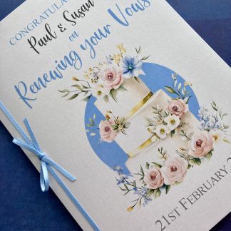 Wedding Vow Renewal Card - wedding cake design, personalised with names and date