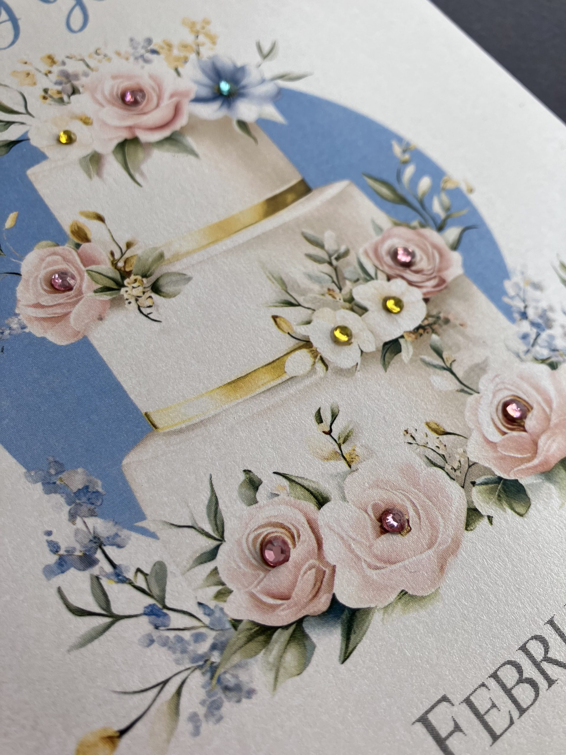 Wedding Vow Renewal Card - wedding cake design, personalised with names and date - Image 3