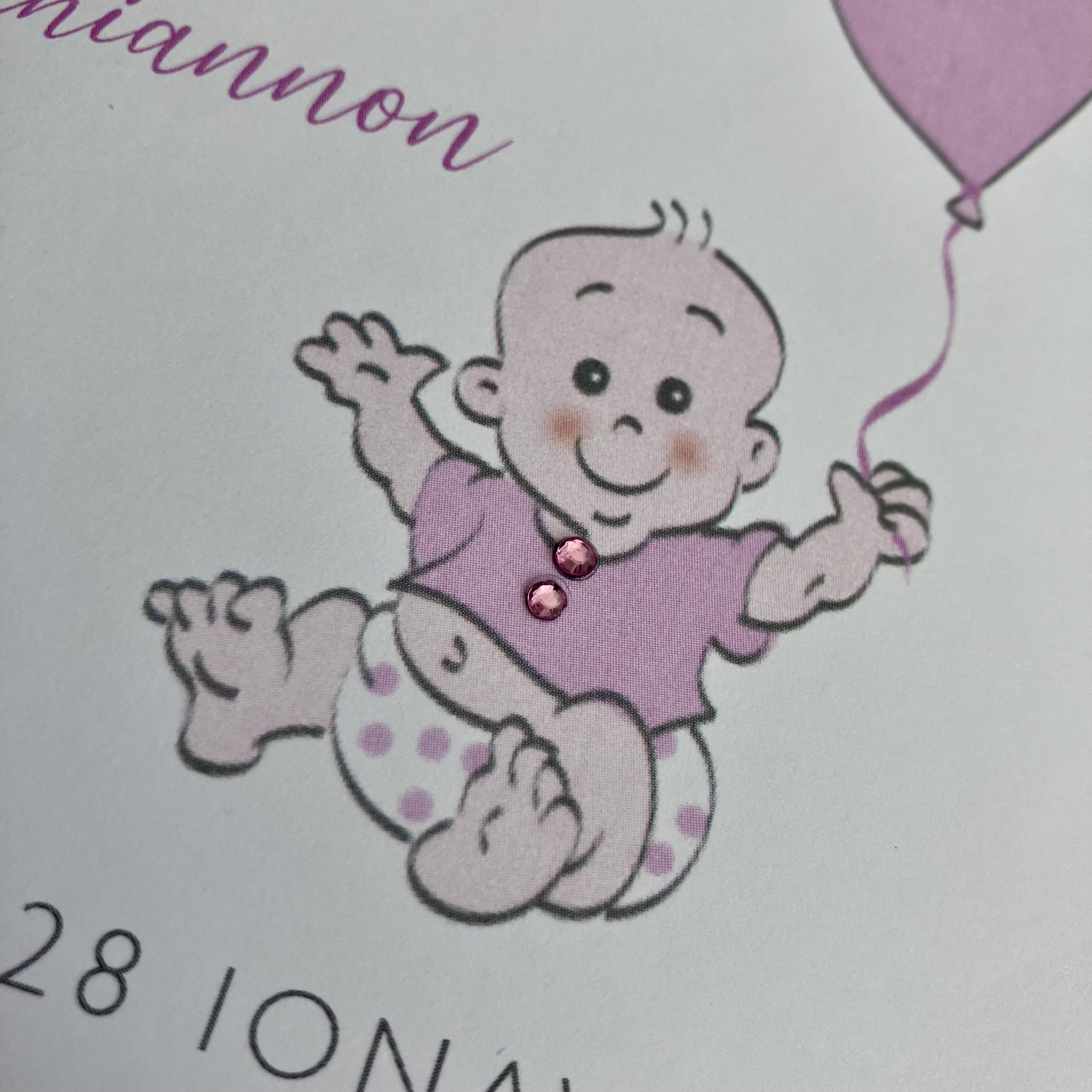 Cerdyn Llongyfarchiadau Babi Newydd – New Baby Congratulations card – personalised