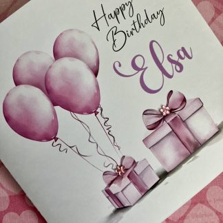 Happy Birthday Card - Pink Balloons - Personalised