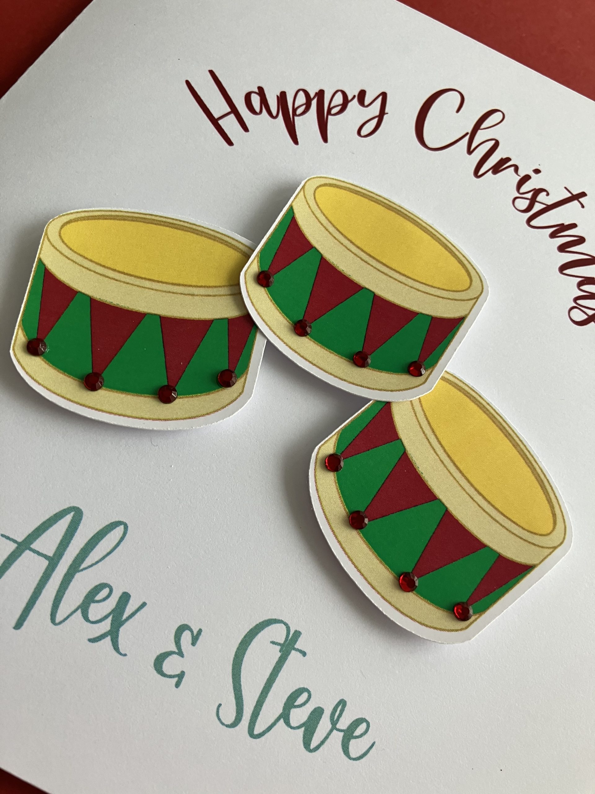 Christmas Drums Handcrafted Personalised Card - Image 4