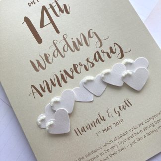 14th (Ivory) Anniversary Card - Personalised with names and date