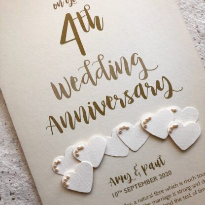 4th (Linen) Anniversary Card - Personalised with names and date