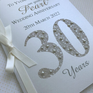 30th (Pearl) Luxury Anniversary Card - Personalised with Names and Date