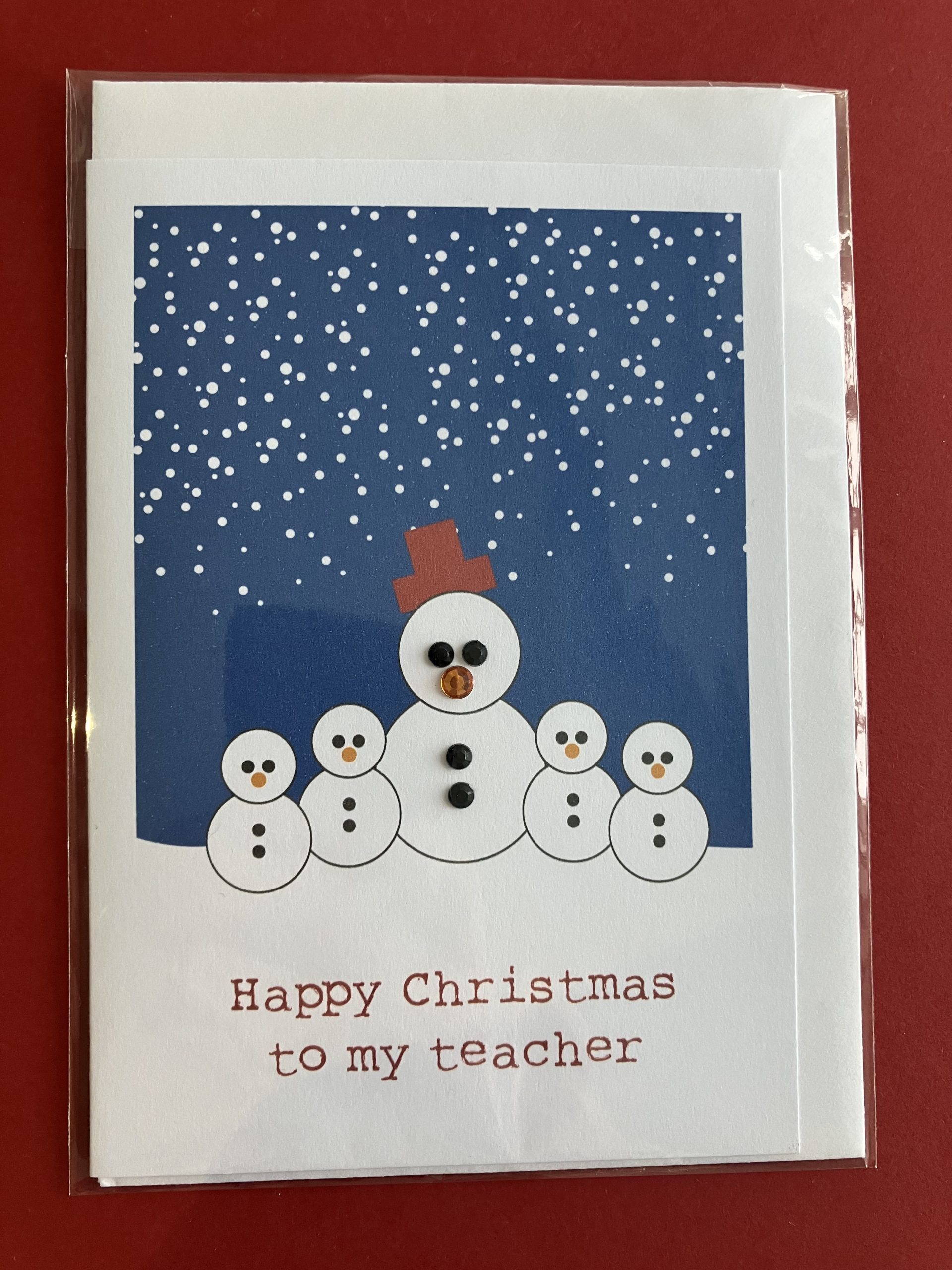 Happy Christmas Snowy Teacher card - handcrafted - Image 3