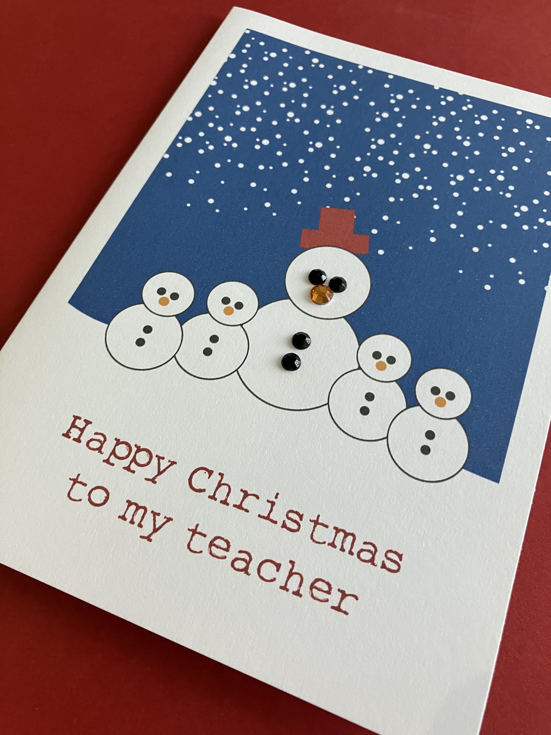 Happy Christmas Snowy Teacher card - handcrafted - Image 2