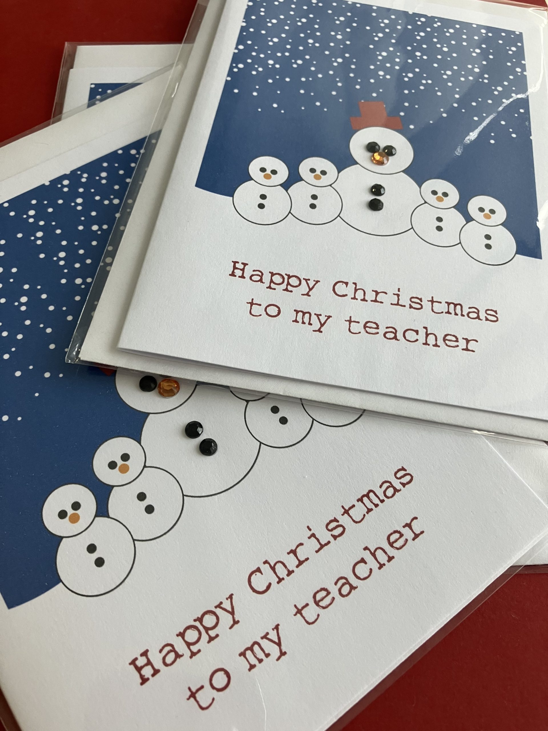 Happy Christmas Snowy Teacher card - handcrafted - Image 4
