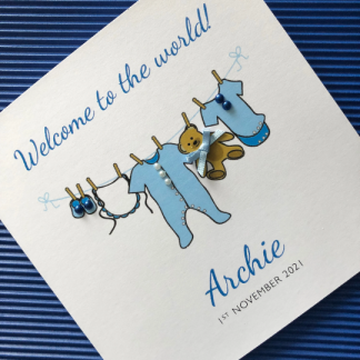 New Baby Washing Line Congratulations Card - personalised