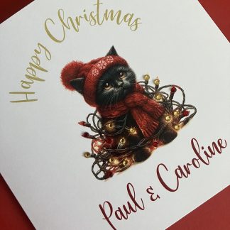 Happy Christmas Cute Kitten Handcrafted Personalised Card